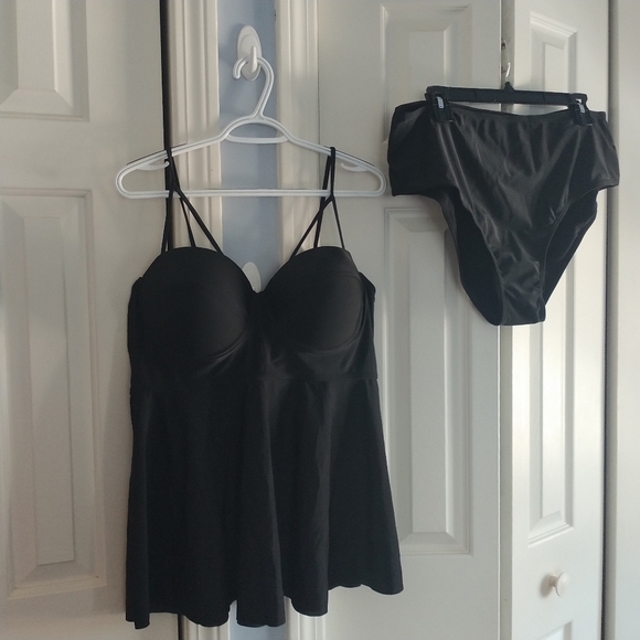 Shein Black Tankini Set Bikini Swim Bottom and Tankini Top 3XL - Picture 3 of 13